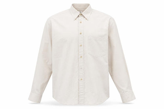 Front view of Burtons men’s beige button-up, size 16