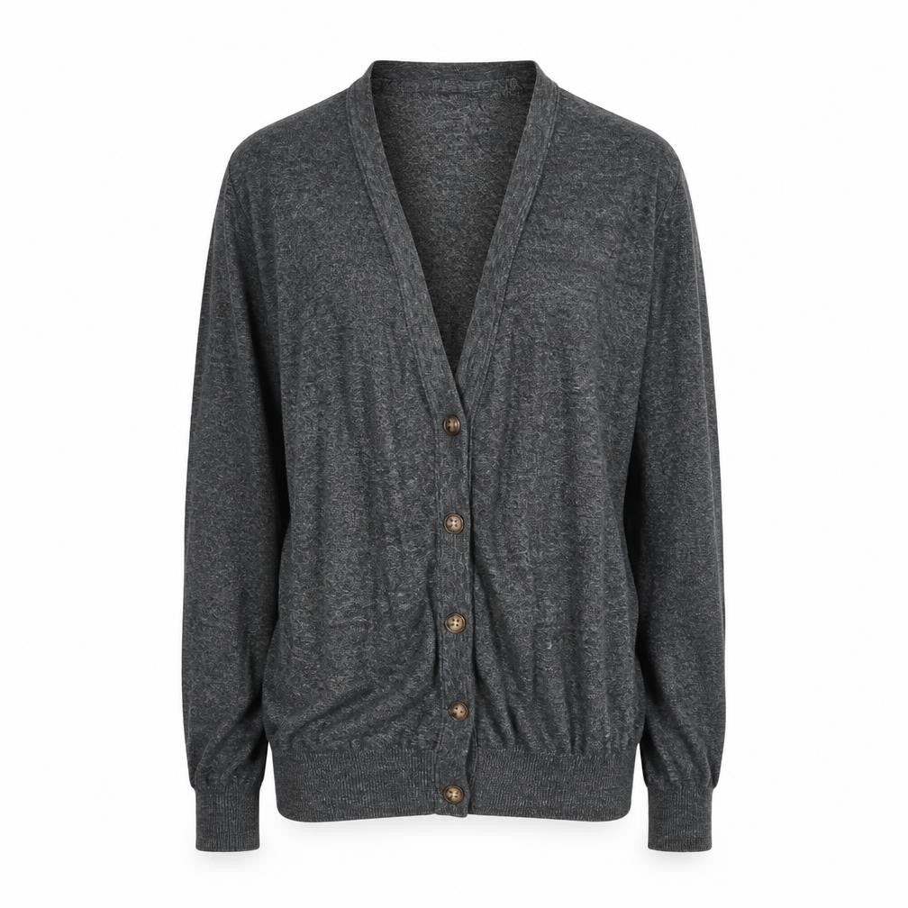 Front view of H&M women’s grey cardigan jumper, size XS