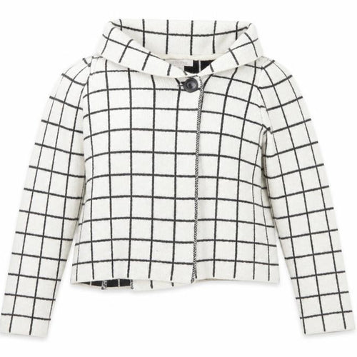 Ellen Tracy Womens White Check  Jacket Coat Size M