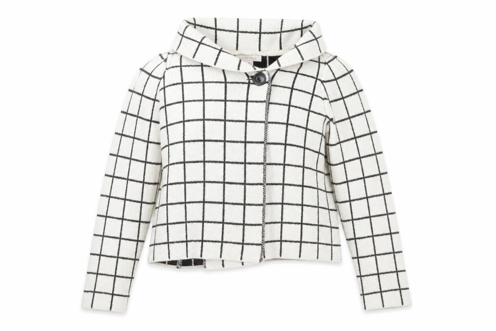 Ellen Tracy Womens White Check  Jacket Coat Size M