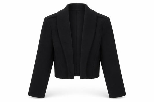 Front view of Boohoo women’s black 3-in-1 jacket blazer, size UK 12