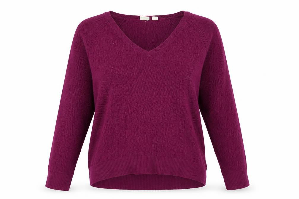 Front view of H&M women’s purple knit jumper, size XS