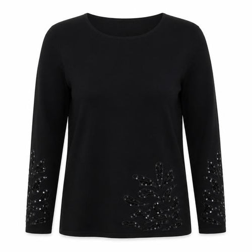 frank saul Womens Black Floral Knit Pullover Jumper Size S