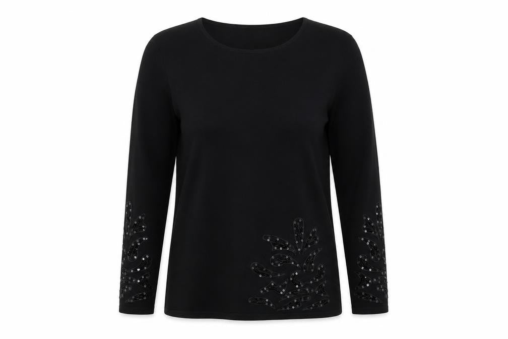 frank saul Womens Black Floral Knit Pullover Jumper Size S