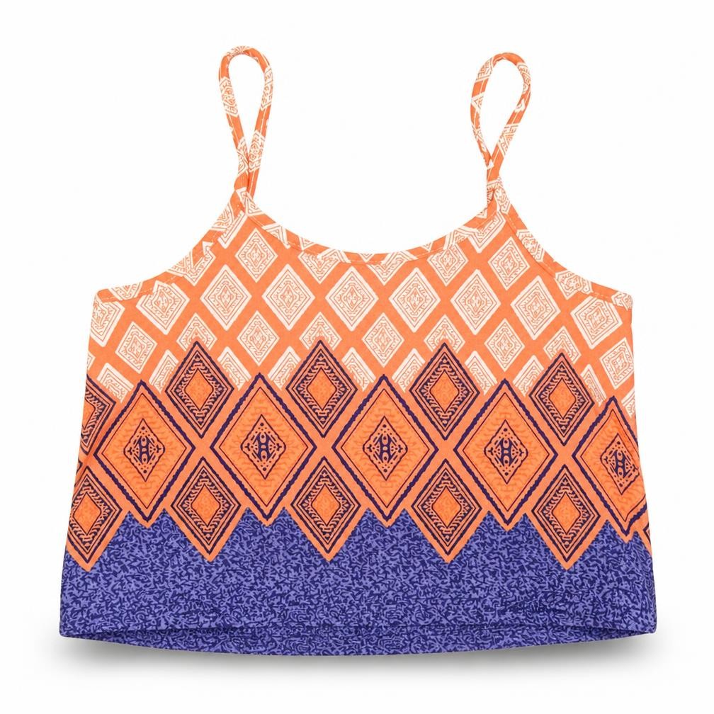 Boohoo Womens Multicoloured Geometric  Cropped Tank Size 4