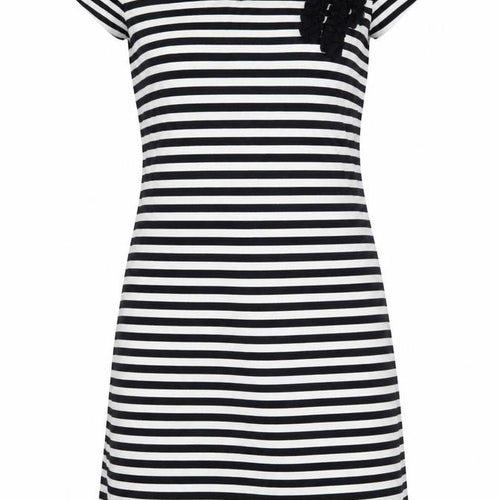 M&S Womens Black Striped  A-Line  Size 8