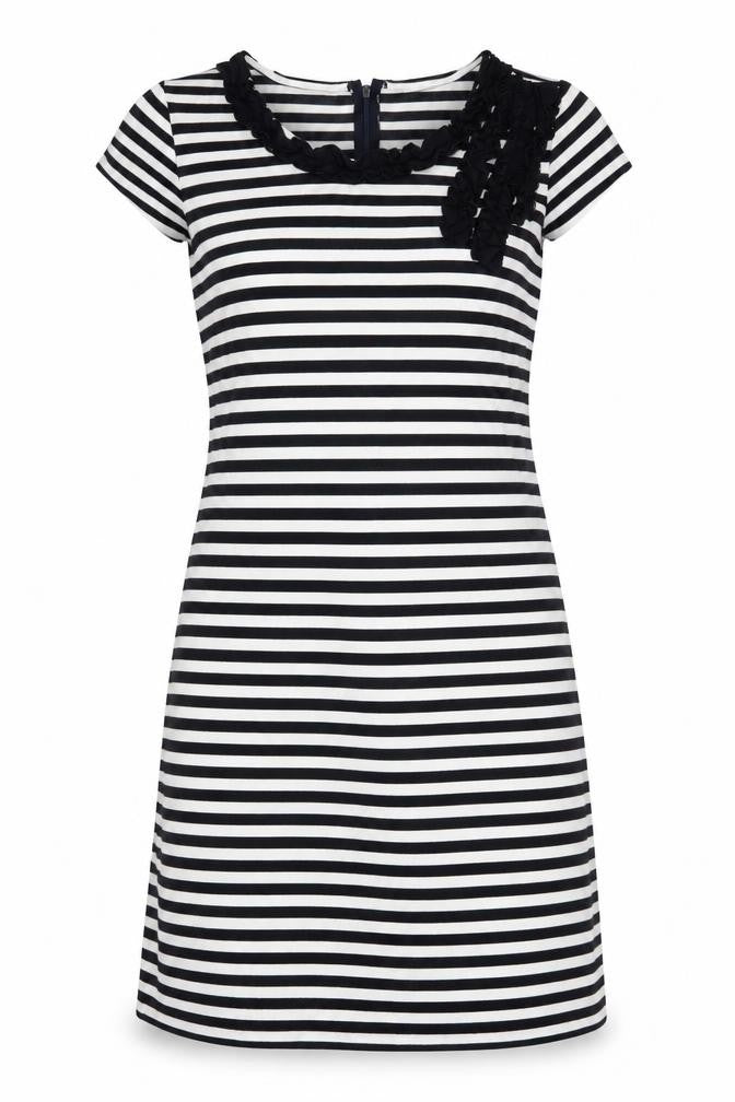 M&S Womens Black Striped  A-Line  Size 8