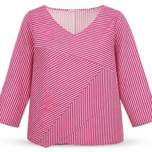 MissLook Womens Pink Striped  Basic Blouse Size XL