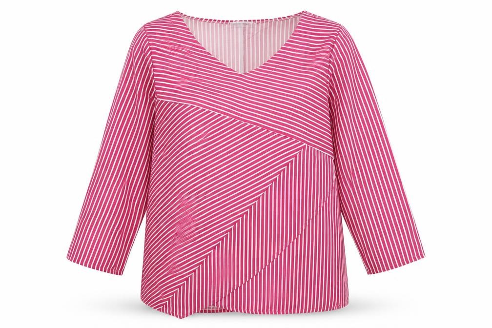 MissLook Womens Pink Striped  Basic Blouse Size XL