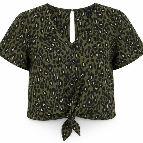 New Look Girls Green Animal Print  Basic Blouse Size 10 Years