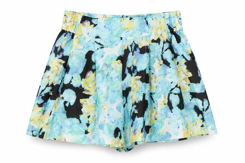 Preworn Womens Blue Floral  Paperbag Shorts Size L