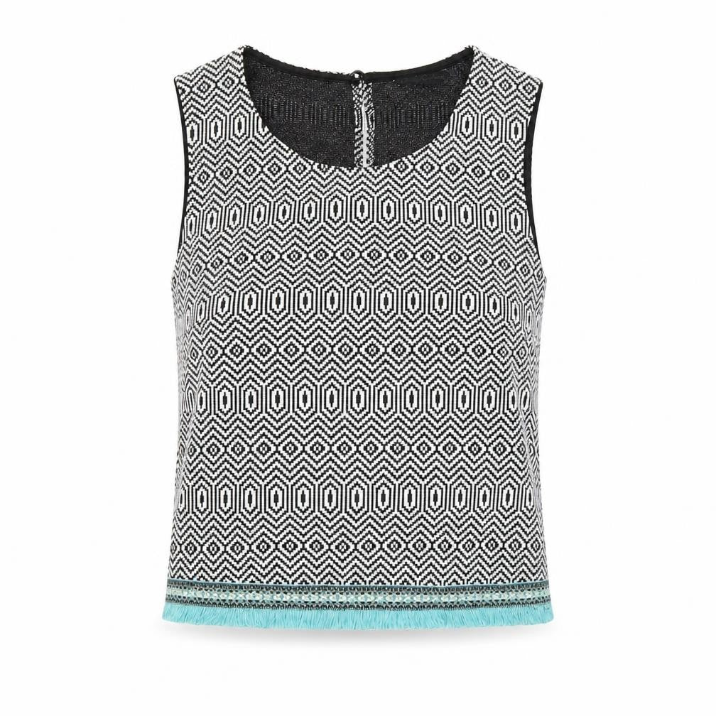 Candy Couture Girls Black Geometric  Cropped Tank Size 14 Years
