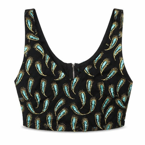 Preworn Womens Black Animal Print  Cropped Tank Size S
