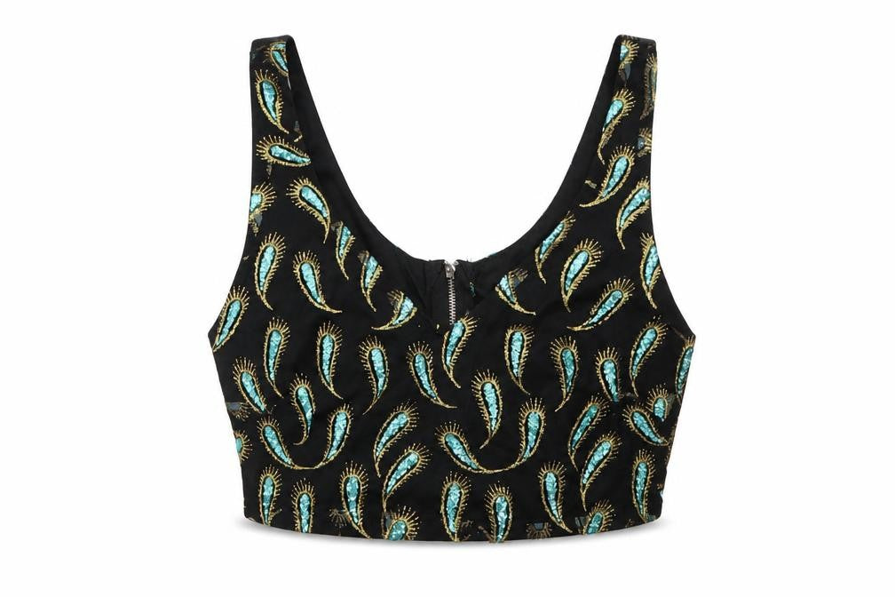 Preworn Womens Black Animal Print  Cropped Tank Size S