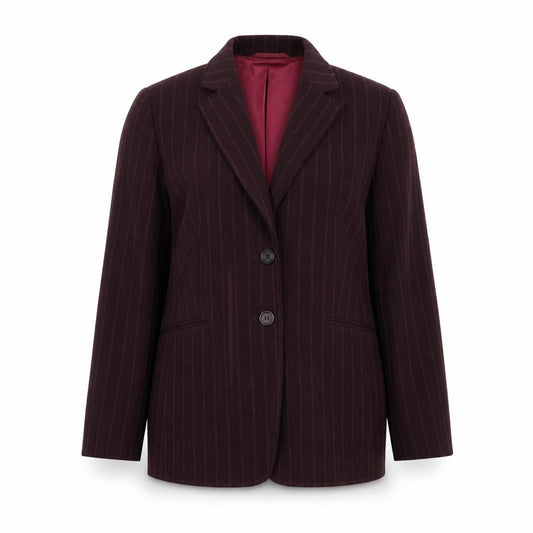 Front view of Precis women’s purple striped jacket blazer, size UK 14
