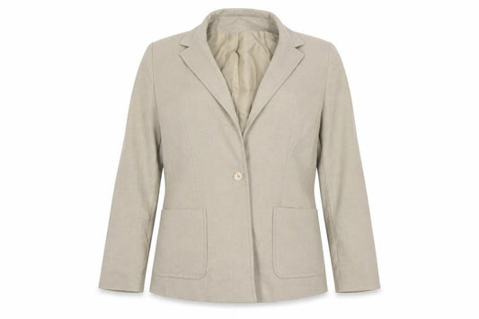 Front view of Debenhams women’s beige ikat jacket blazer, size UK 12