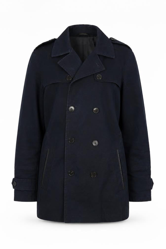 Front view of River Island women’s blue overcoat coat, size S
