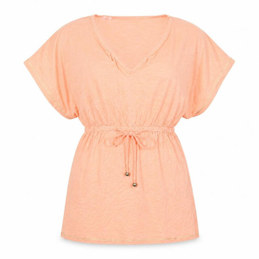 Front view of Papaya women’s pink basic t-shirt, size M