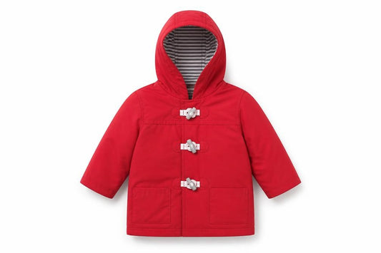 Front view of George girls’ red trench coat coat, size 6-9, months