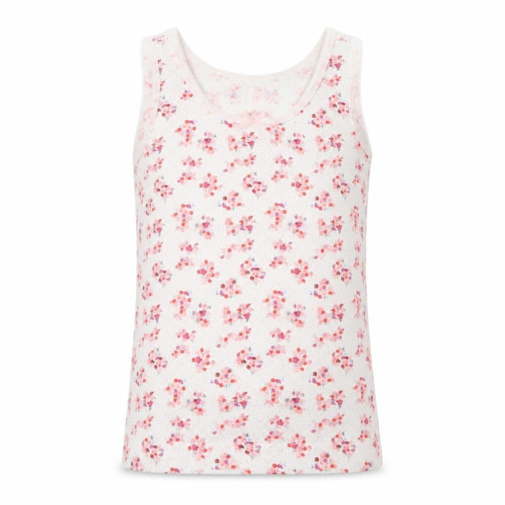 George Girls White Floral Jersey Basic Tank Size 3-4 Years