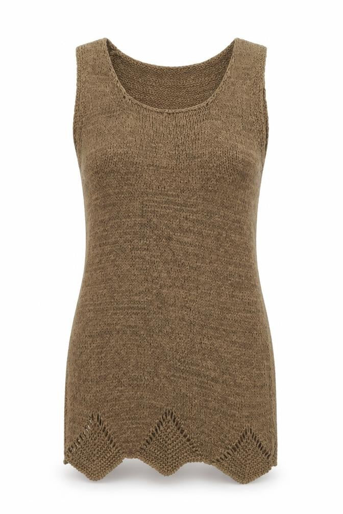 Bisou Womens Brown  Knit Basic Tank Size M