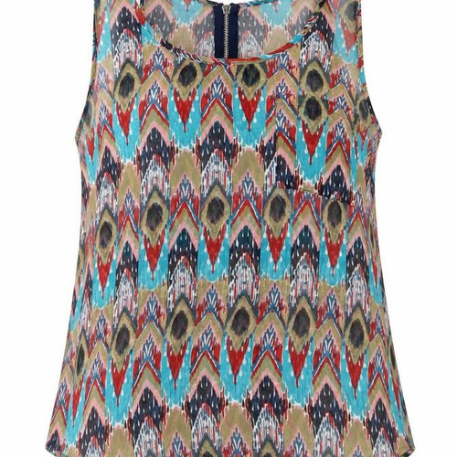 Glamorous Womens Multicoloured Geometric Chiffon Basic Blouse Size 12
