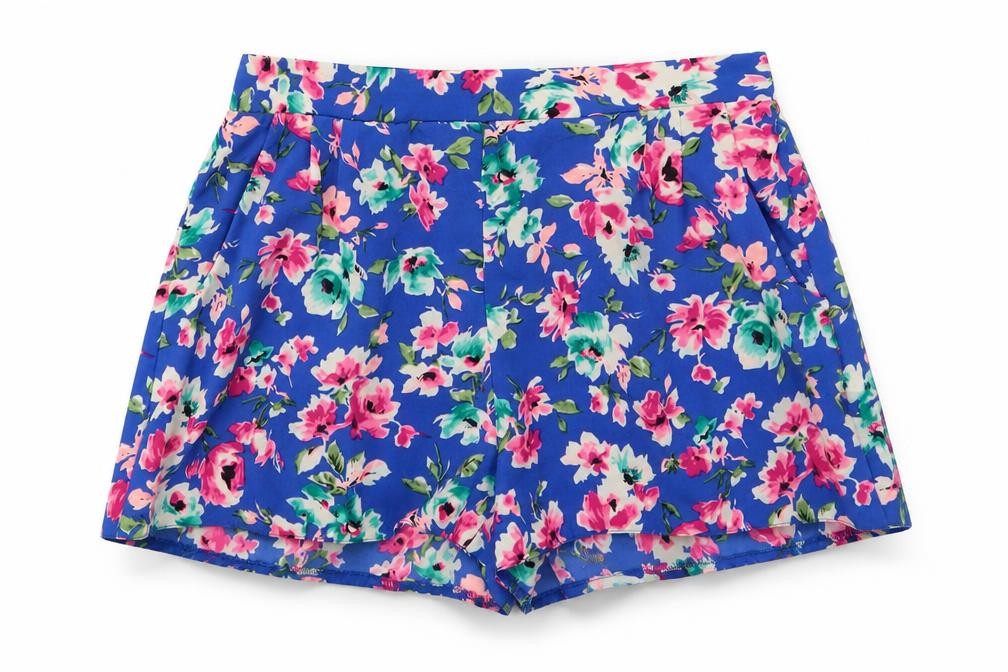 New Look Womens Blue Floral  Sailor Shorts Size 8