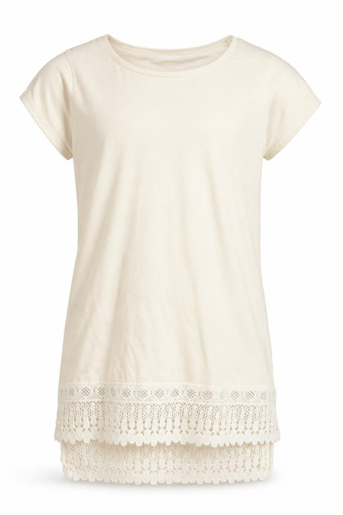 Front view of Next girls’ ivory basic t-shirt, size 9, years
