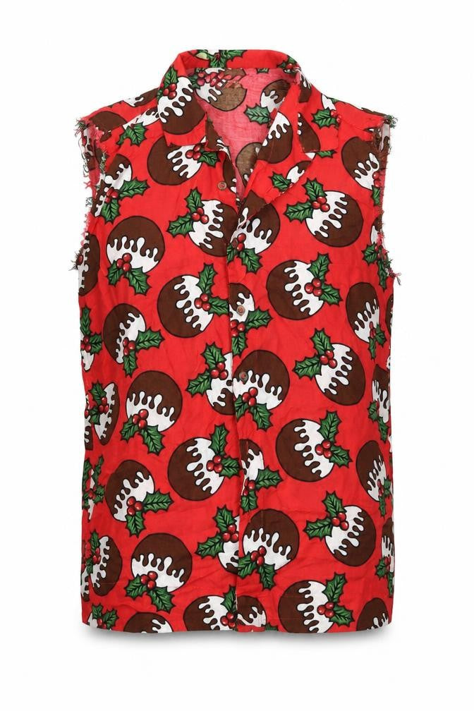 Urban Threads  Mens Red Geometric   Button-Up Size M  - Pudding