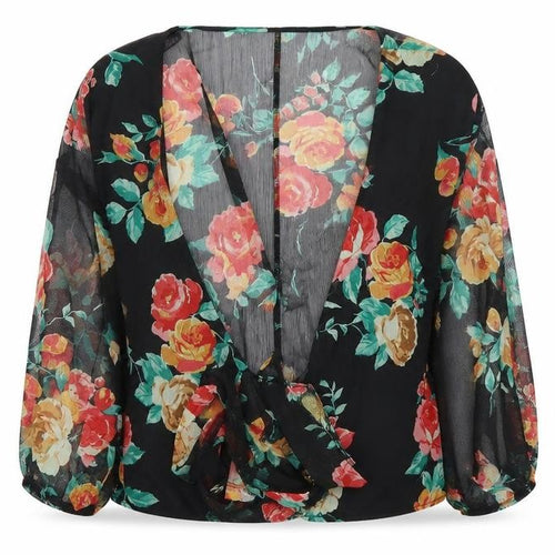 Miss Selfridge Womens Black Floral  Basic Blouse Size 6