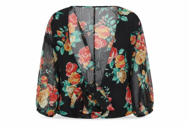 Miss Selfridge Womens Black Floral Basic Blouse Size 6