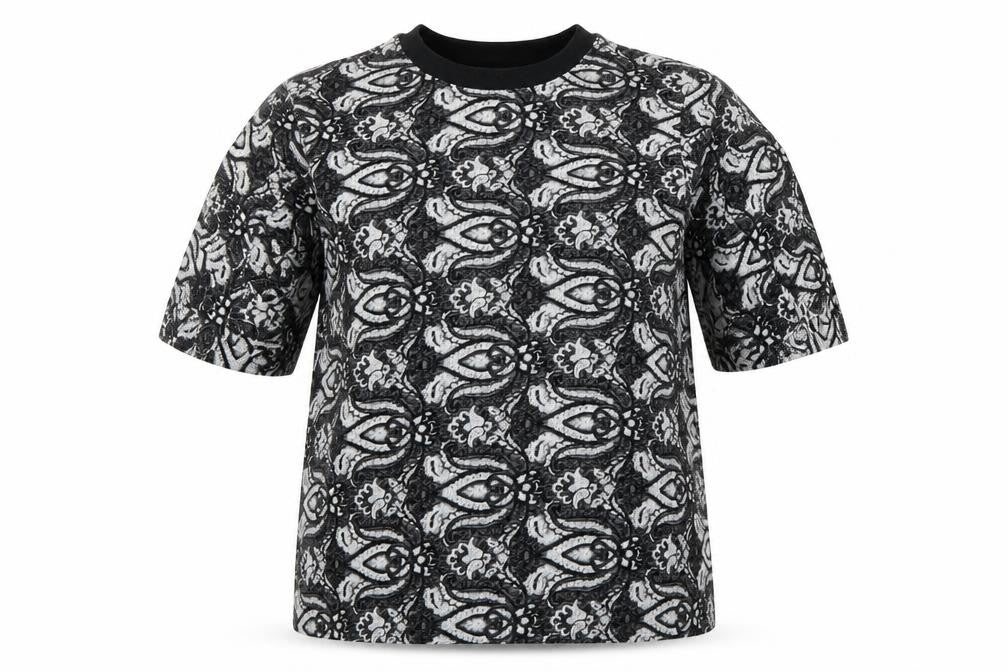 Topshop Womens Black Floral  Basic T-Shirt Size 8