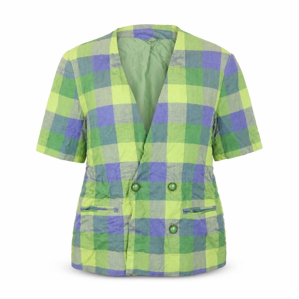 Preworn Womens Green Check  Jacket Blazer Size 16