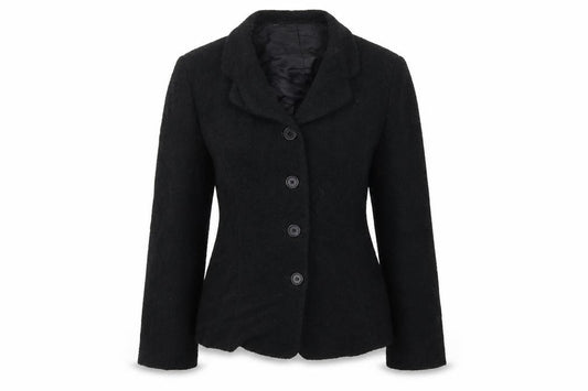 Front view of Marks & Spencer women’s black jacket coat, size UK 10