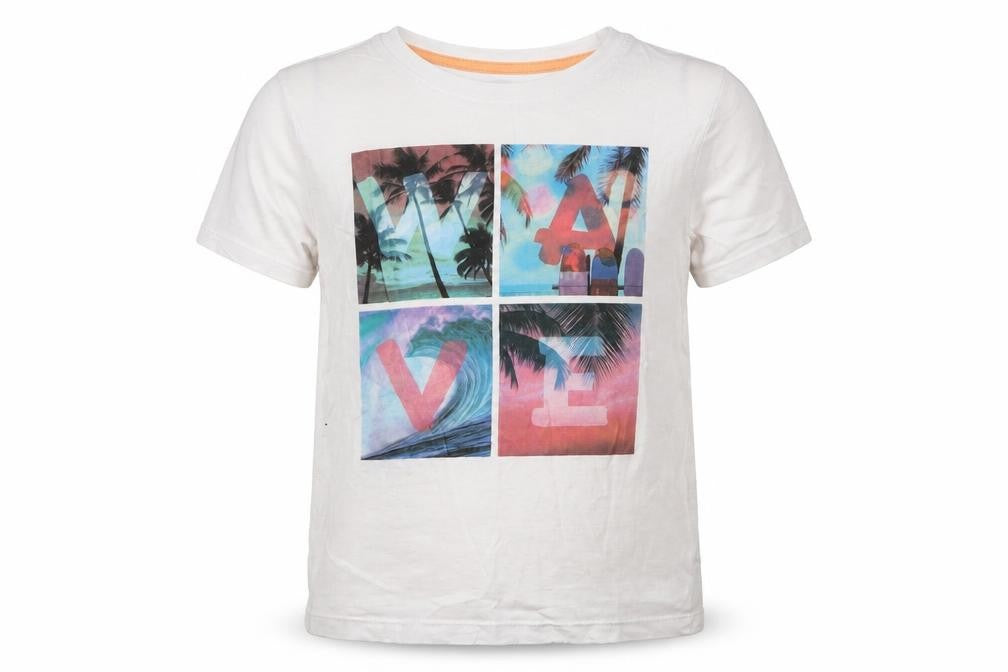 Front view of H&M boys’ white basic t-shirt, size 5-6, years