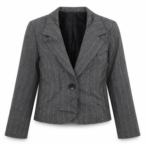 Preworn Womens Grey Striped  Jacket Blazer Size 10