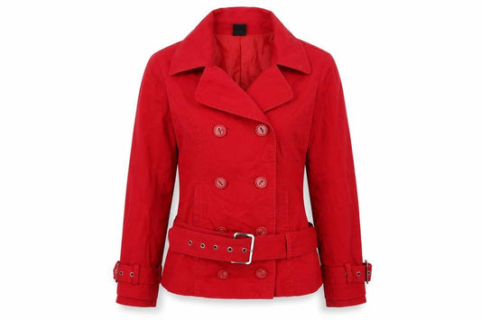 Front view of Bay women’s red jacket, size UK 10
