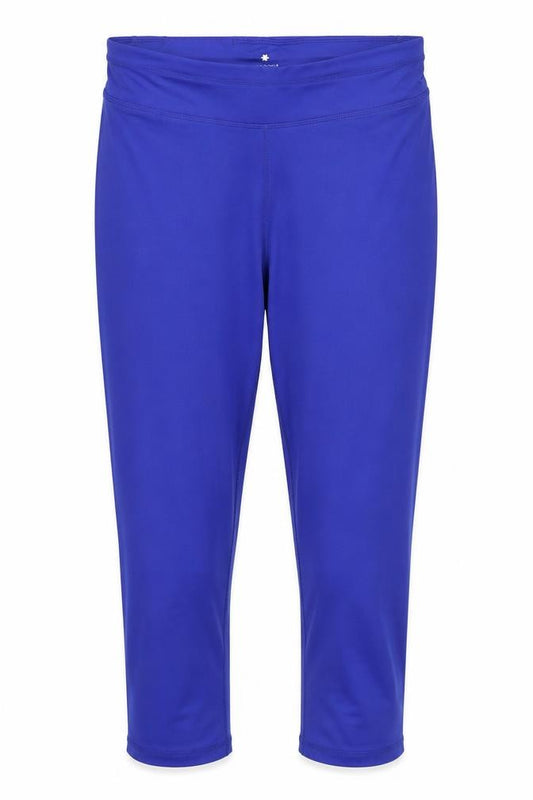 Front view of Papaya women’s blue compression leggings, size M, 21-inch leg - cropped