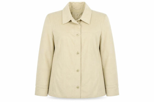 Front view of Rowlands women’s beige jacket, size UK 16