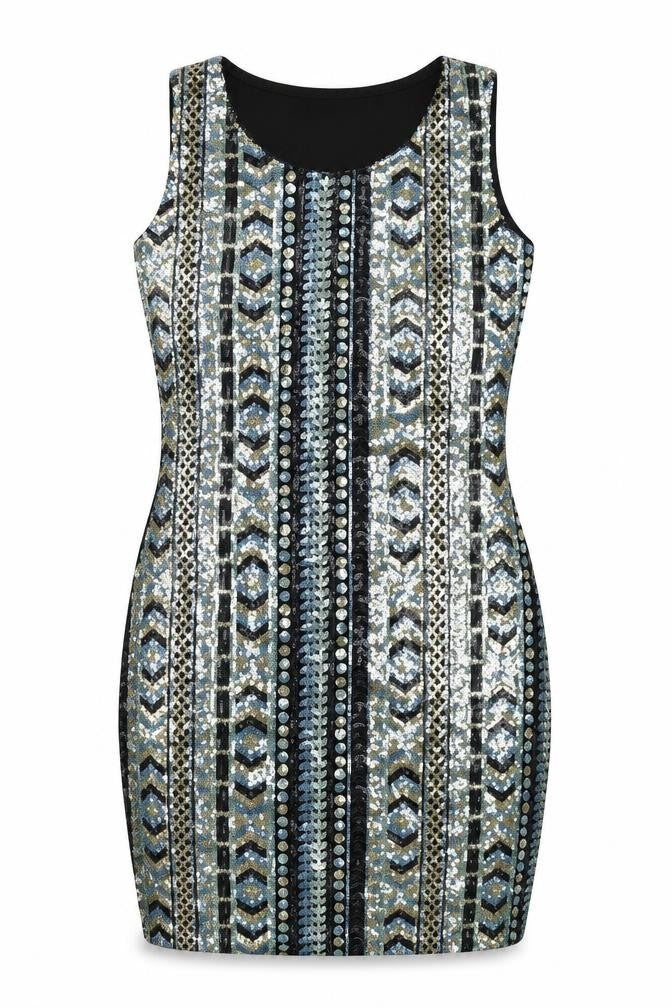 Pussycat London Womens Multicoloured Geometric  Bodycon  Size 8