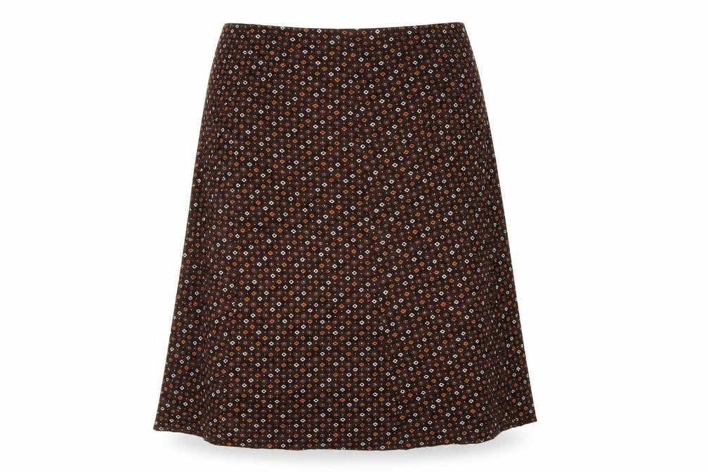 Preworn Womens Brown Geometric  A-Line Skirt