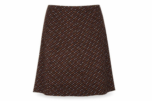 Front view of Preworn women’s brown geometric a-line skirt
