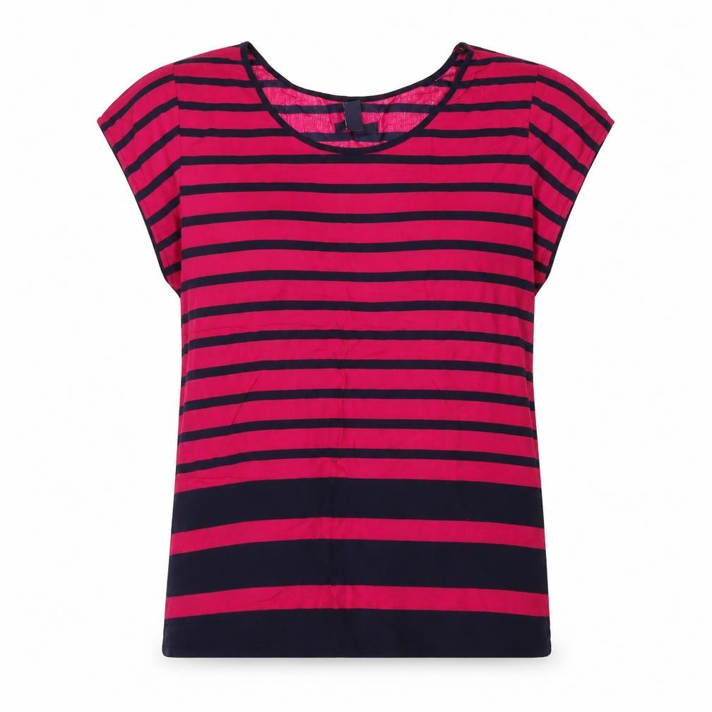 Gap Womens Pink Striped Chambray Basic T-Shirt Size L