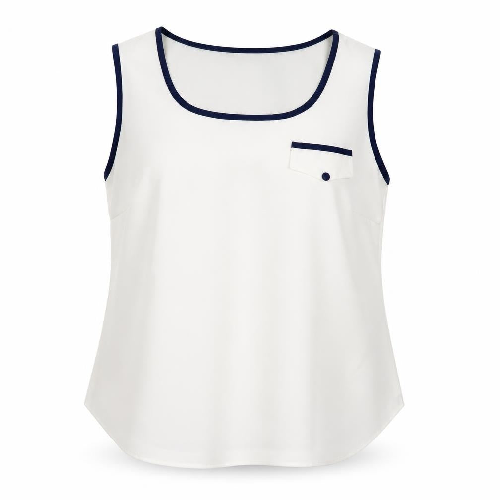 Front view of Joanna Hope women’s white chiffon camisole tank, size UK 14