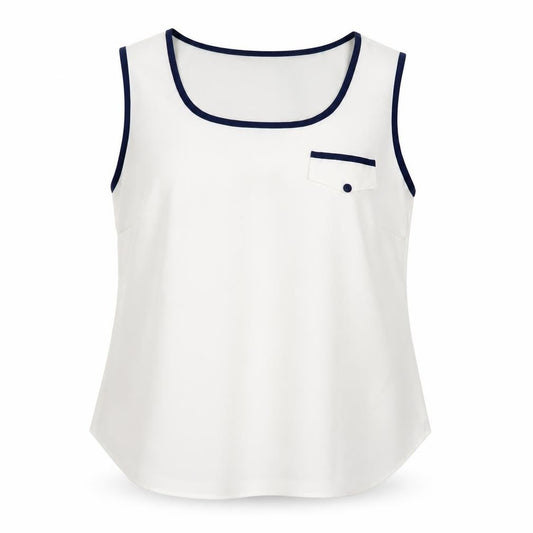 Front view of Joanna Hope women’s white chiffon camisole tank, size UK 14
