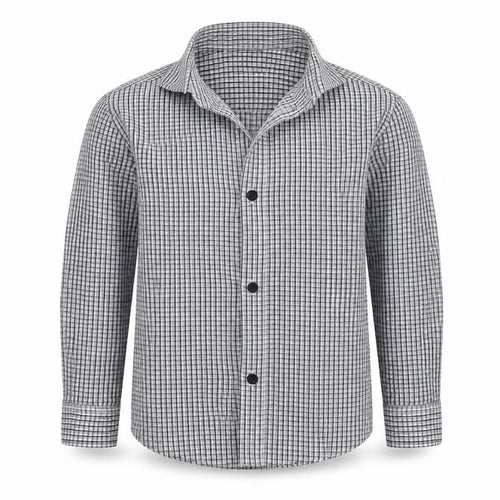 Duck & Dodge Boys Grey Check  Basic Button-Up Size 5 Years