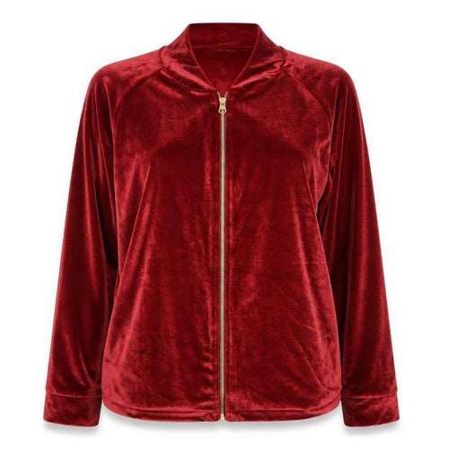 Golddigga Womens Red  Velvet Full Zip Sweatshirt Size 12