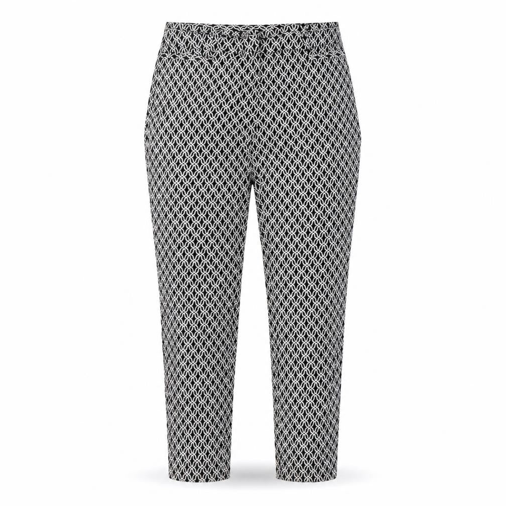 Dunnes Womens White Geometric  Trousers  Size 8 L26 in