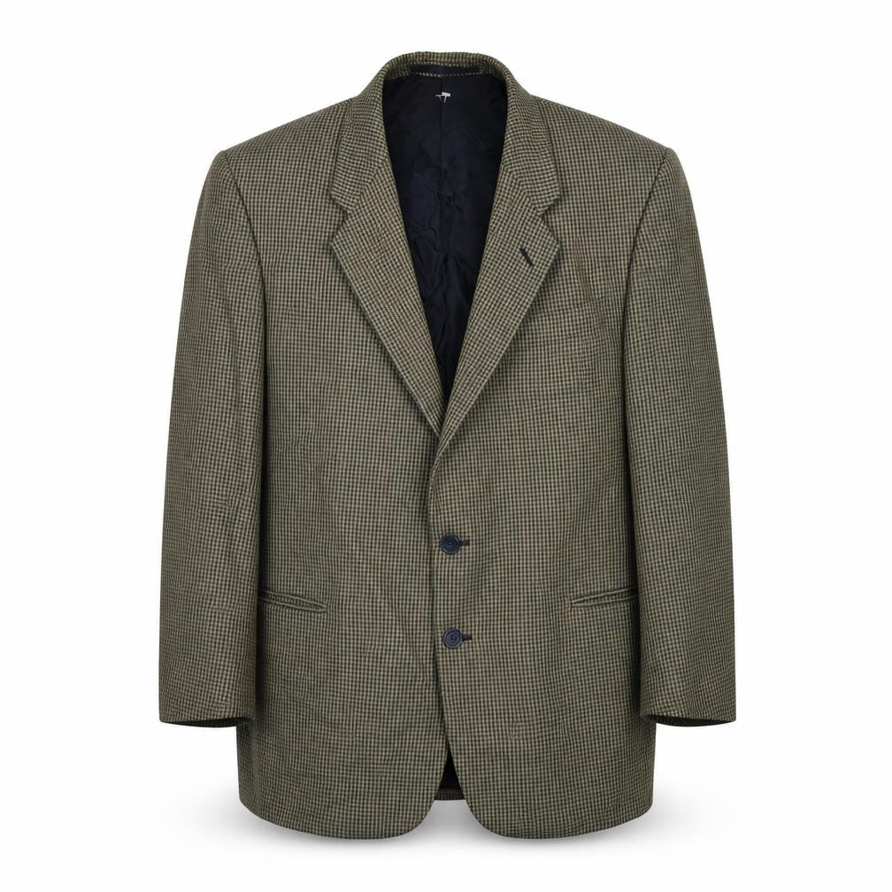 Preworn Mens Beige Houndstooth  Jacket Suit Jacket Size XL
