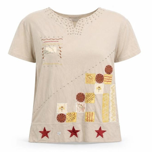 easadelle Womens Beige   Basic T-Shirt Size L